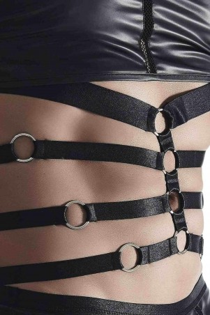 męski t-shirt z wetlooka z dekoracyjnymi wstawkami z taśmy i gumy L