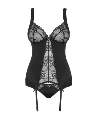 Bielizna-Heartina gorset i figi czarny  S/M