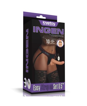 Vibrating Easy Strapon Set 8.5'' - Uprząż + Dildo