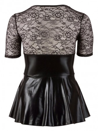 Cottelli Dress Czarno-Czerwona Sukienka Lateksowa Wetlook - 3XL