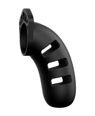 Model 21 - Chastity - 4.5"""" - Silicone Cock Cage - Black