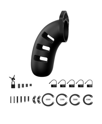 Model 21 - Chastity - 4.5"""" - Silicone Cock Cage - Black