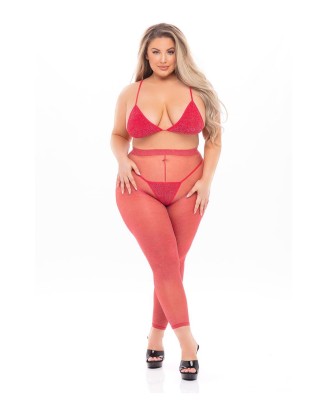 TALL ORDER 3PC LEGGING SET RED, PLUS SIZE