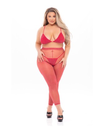TALL ORDER 3PC LEGGING SET RED, PLUS SIZE