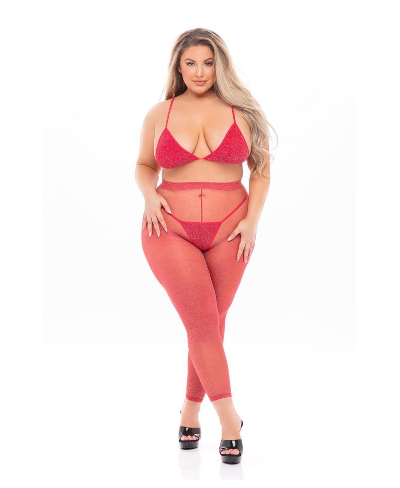 TALL ORDER 3PC LEGGING SET RED, PLUS SIZE