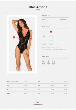 Chic Amoria body - Obsessive - Czarny - XL/2XL
