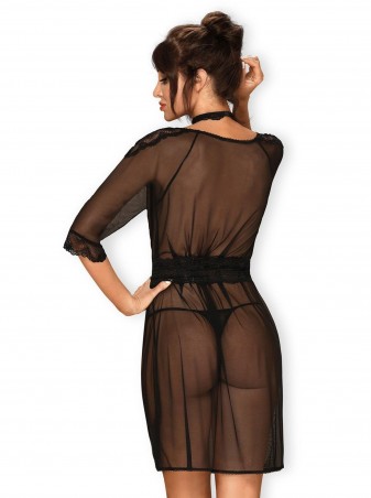 Bielizna-Lucita peniuar czarny  S/M