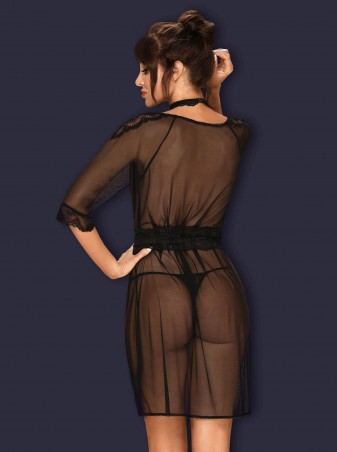 Bielizna-Lucita peniuar czarny  S/M