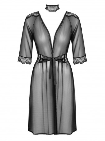 Bielizna-Lucita peniuar czarny  S/M