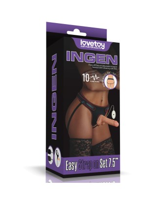 Vibrating Easy Strapon Set 7.5'' - Uprząż Strapon + Dildo
