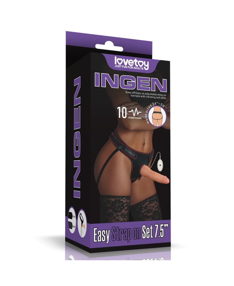 Vibrating Easy Strapon Set 7.5'' - Uprząż + Dildo