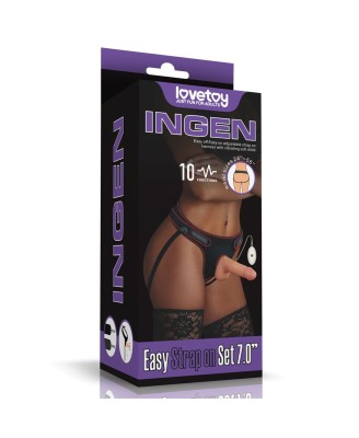 Vibrating Easy Strapon Set 7.0'' - Uprząż + Dildo