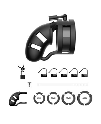 Model 18 - Chastity - 3.5"""" - Sil Cage Ballsplitter - Black