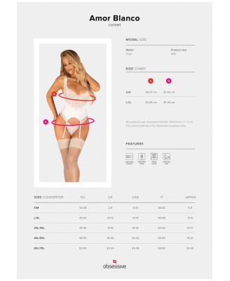 Bielizna-Amor Blanco gorset i stringi biały  S/M