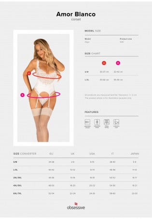 Bielizna-Amor Blanco gorset i stringi biały  S/M
