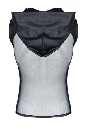 męski t-shirt bez rękawów, z kapturem L