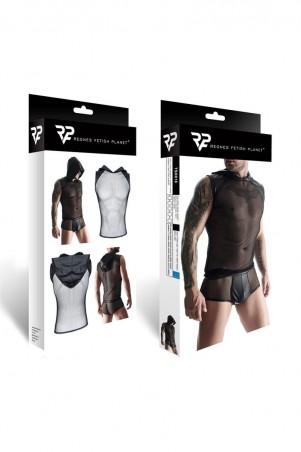 męski t-shirt bez rękawów, z kapturem S