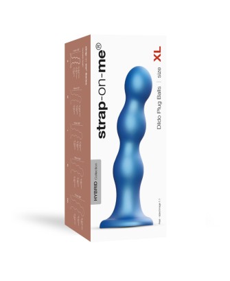 DILDO PLUG BALLS METALLIC BLUE - XL