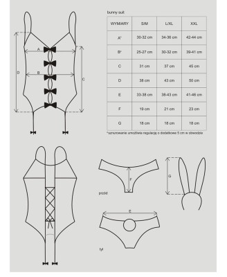 Bielizna-Bunny suit kostium  S/M