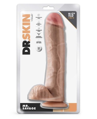 DR. SKIN MR. SAVAGE 11.5 INCH DILDO WITH BALLS BEIGE