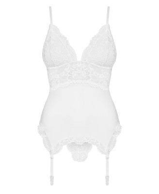 Bielizna-810-COR-2 gorset i stringi biały  S/M