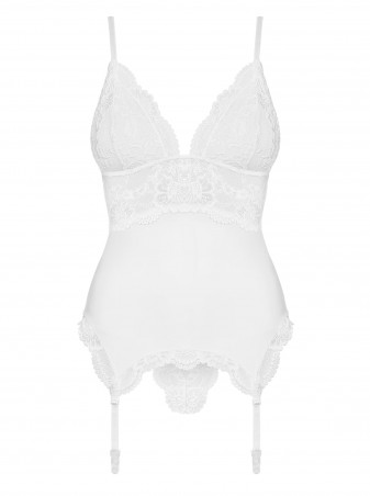 Bielizna-810-COR-2 gorset i stringi biały  S/M