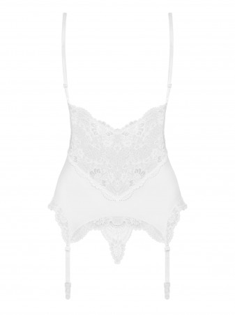 Bielizna-810-COR-2 gorset i stringi biały  S/M