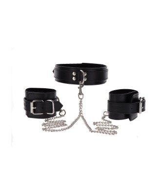 Heavy Collar and Wrist Cuffs Black