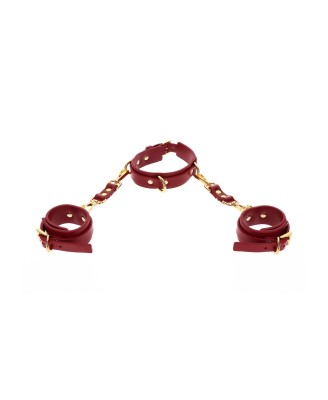 D-Ring Collar and Wrist Cuffs Red