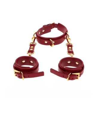 D-Ring Collar and Wrist Cuffs Red