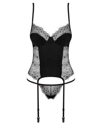 Bielizna-Sharlotte gorset i stringi czarny  S/M