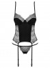 Bielizna-Sharlotte gorset i stringi czarny  S/M