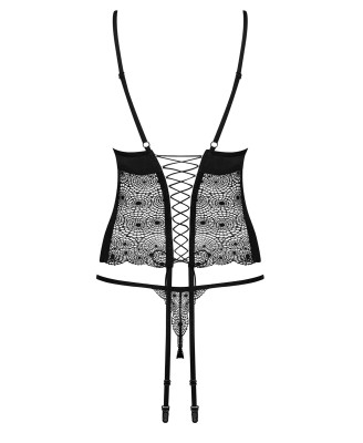 Bielizna-Sharlotte gorset i stringi czarny  S/M