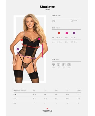 Bielizna-Sharlotte gorset i stringi czarny  S/M