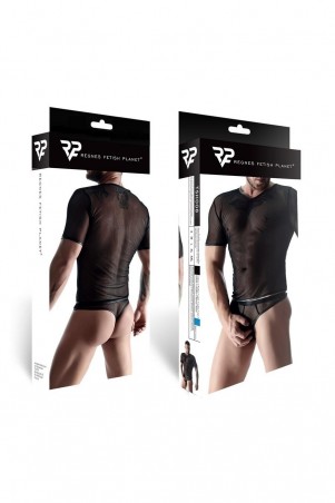 męski t-shirt z elastycznej siatki w serek M