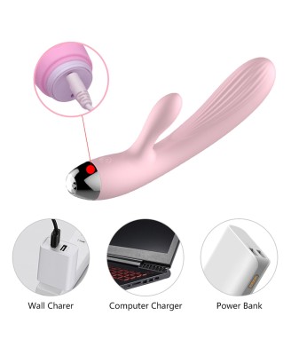 Wibrator- B -  Series, Silicone Vibrator Pink USB 10 Function / Heating