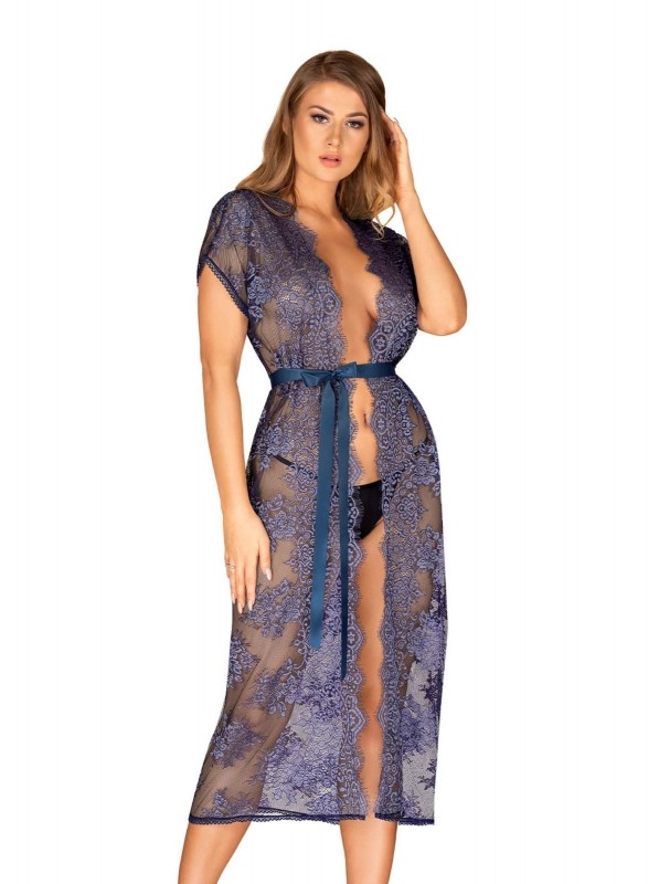 Bielizna-Flowlace peniuar niebieski  S/M