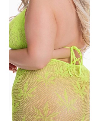 ALL ABOUT LEAF BRA SET GRN, PLUS SIZE