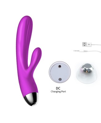 Wibrator-Silicone Vibrator and Pulsator Purple USB 7+7 Function / Heating