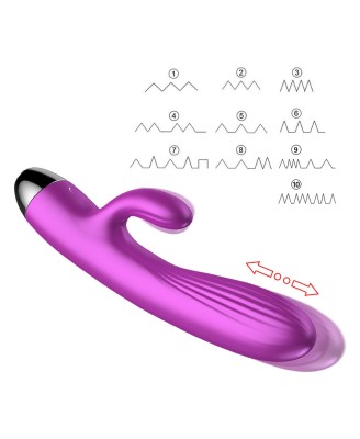 Wibrator-Silicone Vibrator and Pulsator Purple USB 7+7 Function / Heating