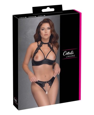 Cottelli Haftowany Biustonosz Otwarty - Czarny - 80B/M