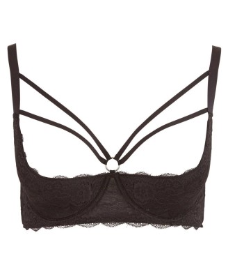 Cottelli Shelf Bra lace - Czerny Otwarty Biustonosz 85D