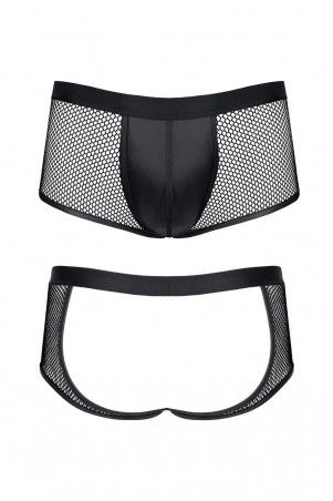 męskie szorty z wetlooka i elastycznej siatki z otwartym tyłem S