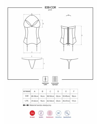 Bielizna-838-COR-3 gorset i stringi  S/M