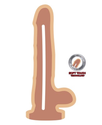 Dual Density Dildo 8inch Balls Light skin tone