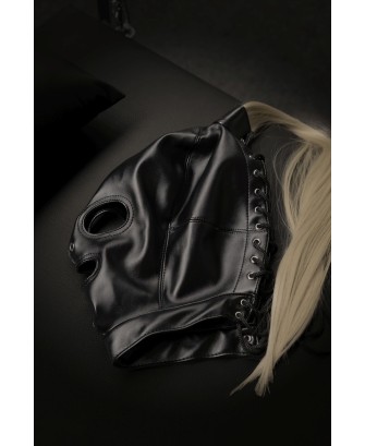 Mask with Blonde Ponytail - Black