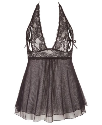 Cottelli Lace Babydoll Czarna Koronkowa Koszulka Nocna - 3XL