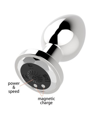 Stymulator-Rechargeable Butt Plug Vibrator USB 10 Functions - Silver