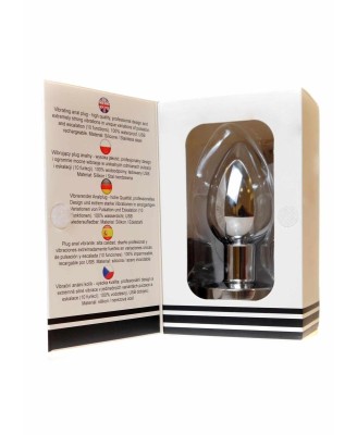 Stymulator-Rechargeable Butt Plug Vibrator USB 10 Functions - Silver