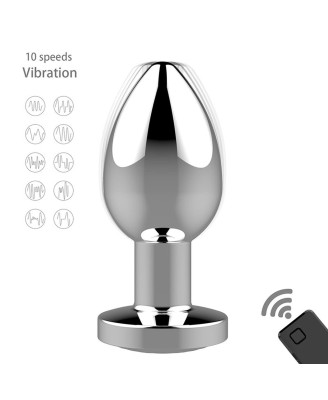Stymulator-Rechargeable Butt Plug Vibrator USB 10 Functions - Silver